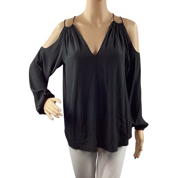 Ramy Brook Gigi Black Cold Shoulder Top Large - Picture 1 of 7